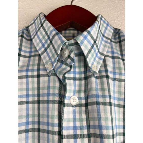 Duluth Trading Co. Large Trim Fit Blue Check Long Sleeve Button Up 100% Cotton - Picture 3 of 8
